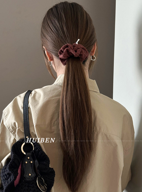 纯棉感~实用褶皱木耳边小肠发圈头绳女高弹力耐用发饰绑马尾发绳