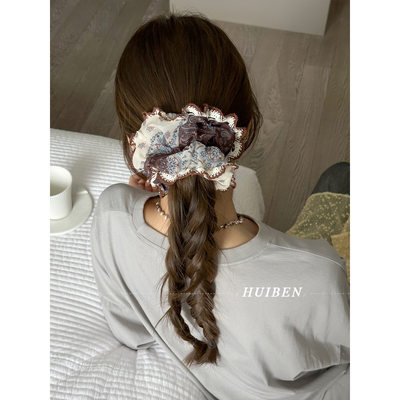 法式腰果花拼接蕾丝大肠发圈头绳