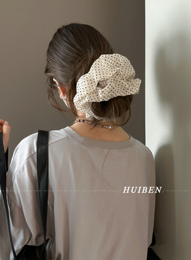 松弛感法式波点大肠发圈头绳女大号蓬松云朵皮筋洋气简约马尾发绳