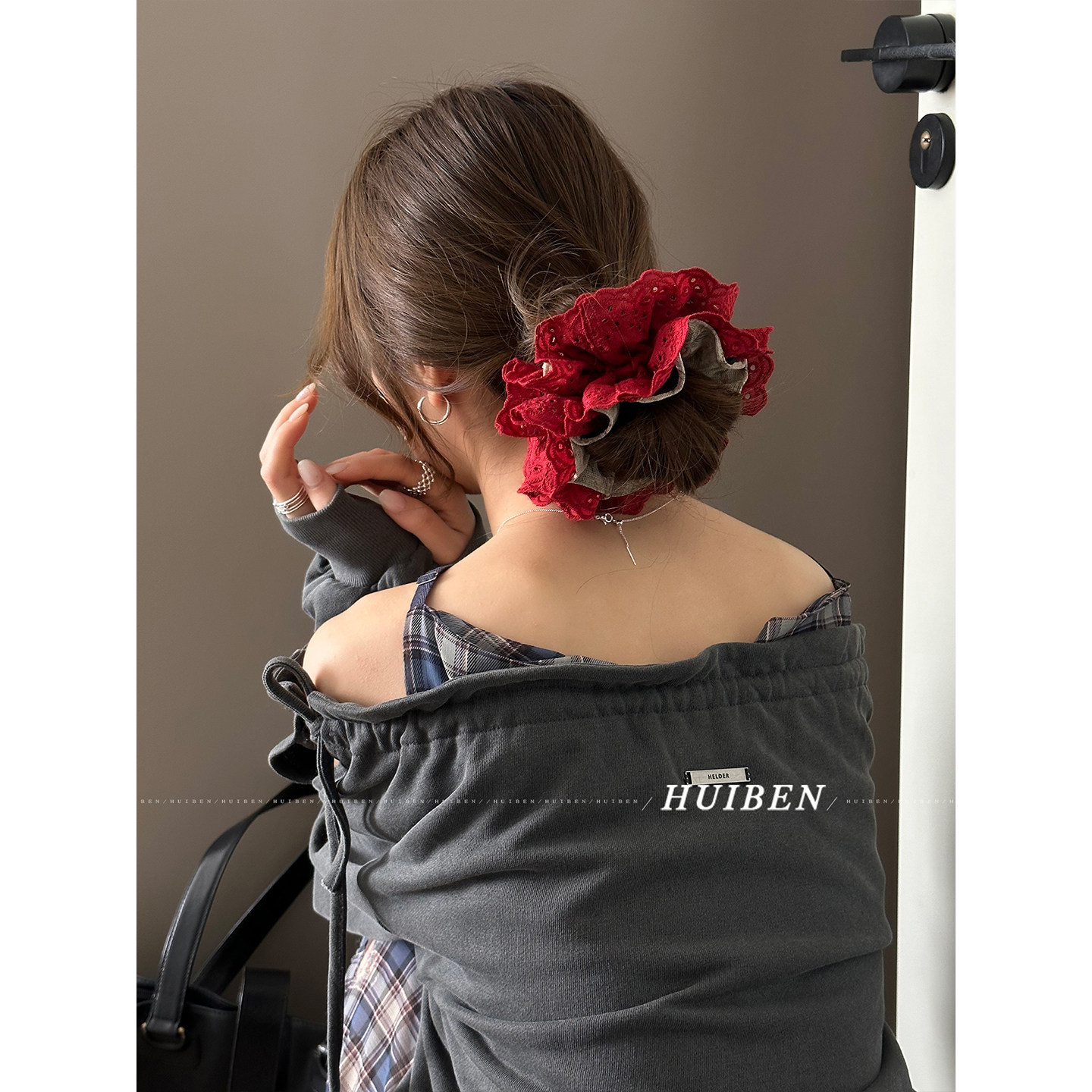 超美番茄红~重工蕾丝拼接大肠发圈小蛮腰头绳少女高级感洋气发绳,饰品/流行首饰/时尚饰品新,发饰,淘宝优惠券,粉丝福利购,淘宝优惠卷