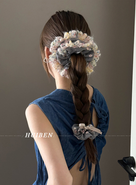 吸晴多巴胺~超美彩色毛线针织头花发圈女秋冬新款韩国大肠圈发绳