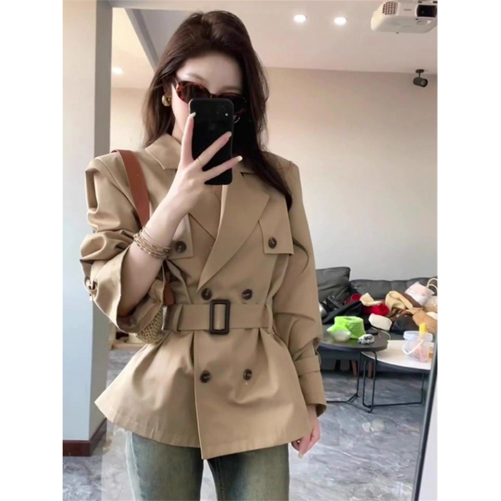 早春叠穿高级感风衣外套女秋冬新款英伦风小个子收腰韩系学生大衣