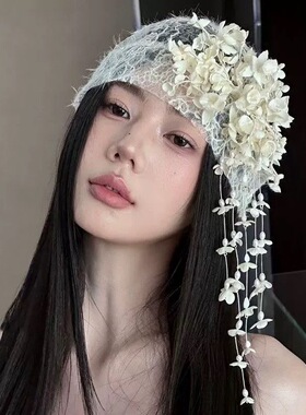 新中式新娘头饰复古气质白色铃兰花发夹国风晨袍旗袍礼服结婚发饰