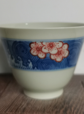 长物居柴窑烧制闻香杯手绘青花瓷主人杯景德镇瓷器茶具茶碗品茗杯