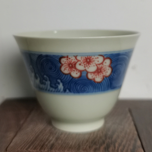 长物居柴窑烧制闻香杯手绘青花瓷主人杯景德镇瓷器茶具茶碗品茗杯