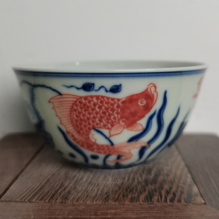 长物居柴窑烧制闻香杯手绘青花瓷主人杯景德镇瓷器茶具茶碗品茗杯