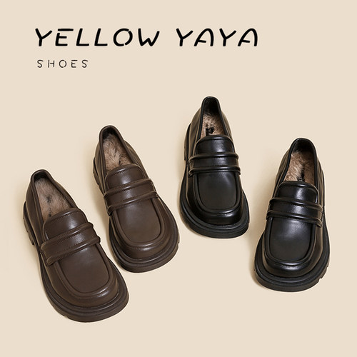 韩国厚底大头皮鞋软底毛毛鞋