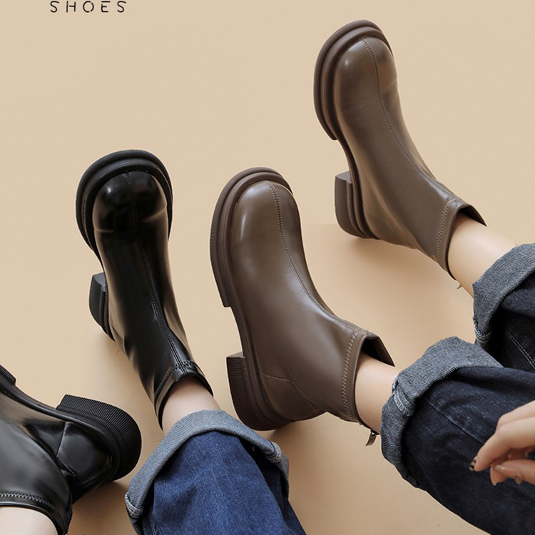 英伦复古马丁靴女短靴厚底瘦瘦靴