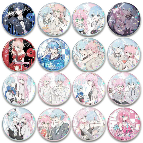 蛋仔派对小粉小蓝cp拟人吧唧周边58mm马口铁胸章谷子动漫应援礼物