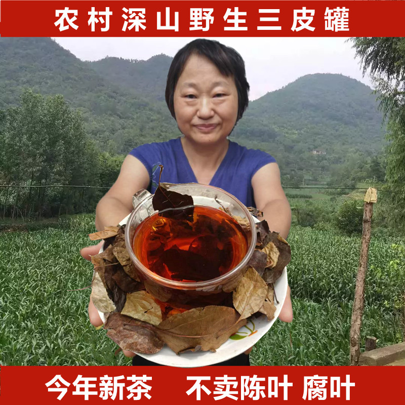 三皮罐茶叶凉茶新货湖北海棠叶茶大碗茶大叶茶一匹罐野生三匹罐茶