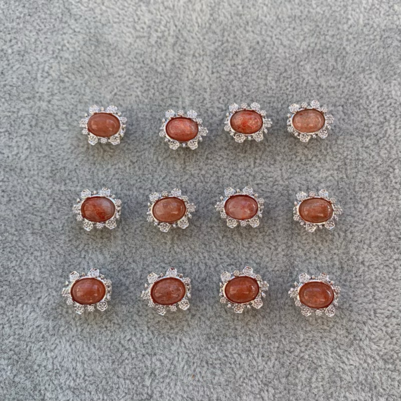 天然金草莓晶魔盒通孔盒子镶嵌白铜托 diy手链手串配件手工配饰品