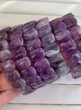 天然梦幻紫水晶手牌手排规格14*10mm