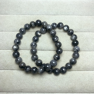 天然闪光石手链男女款民族风单圈手串黑体月光石水晶时尚水晶饰品