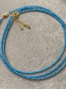 魔鬼蓝色猫眼尖晶锁骨链女项链40厘米左右颈链像高品质的海蓝宝