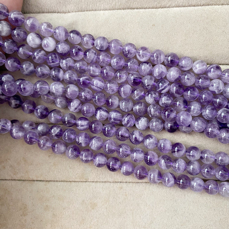 天然梦幻紫水晶半成品6-6.5mm随机发清仓捡漏饰品散珠diy手链配件