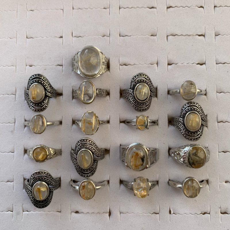 尾货发晶白铜托戒指21个140元个别微瑕都是活口零散尾货合并清仓