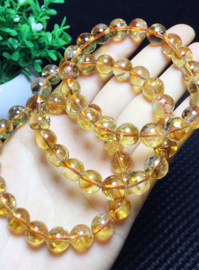 天然黄水晶手链黄塔山黄阿赛