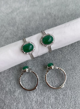 天然东陵玉戒指女白铜托开口简约日韩戴妃款时尚百搭水晶饰品礼物