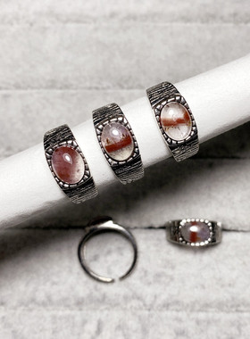 天然极光23戒指复古款白铜托