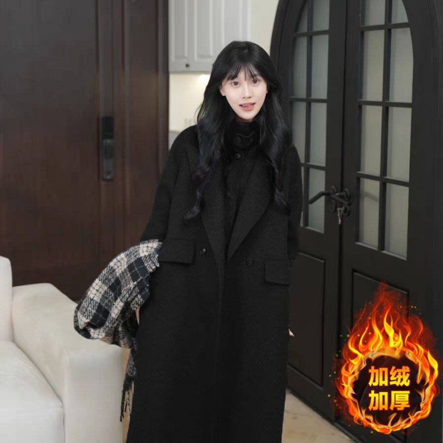 【加绒加厚】大衣加马甲两件套装中长款韩版气质百搭显瘦秋冬新款