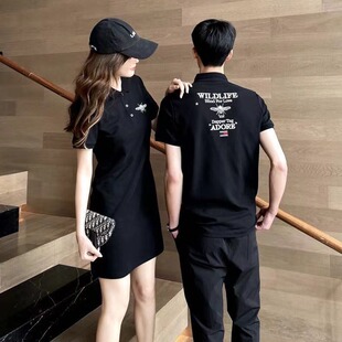 情侣装夏装小众设计感休闲2022新款潮流polo连衣裙子t恤短袖网红