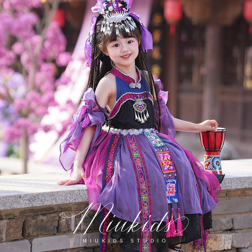 miu妈童品女套装民族风春连衣裙