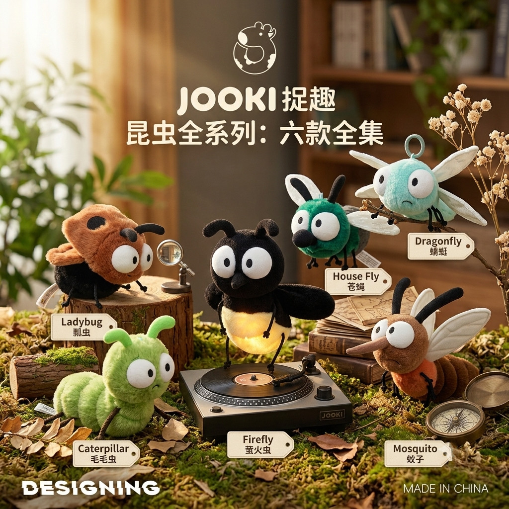 JOOKI捉趣搞怪昆虫毛绒玩具丑萌蟑螂公仔睡觉抱枕七夕生日礼物女
