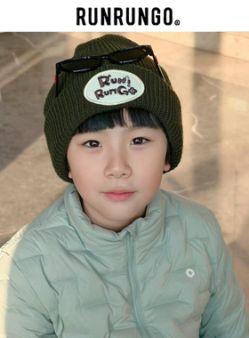 RUNRUNGO针织毛线帽儿童秋冬韩系氛围感条纹亲子帽男女款保暖帽子