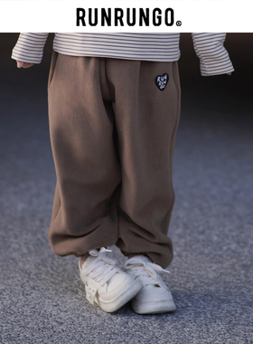 RUNRUNGO加绒卫裤儿童春秋季保暖裤男女童运动长裤宽松加厚长裤