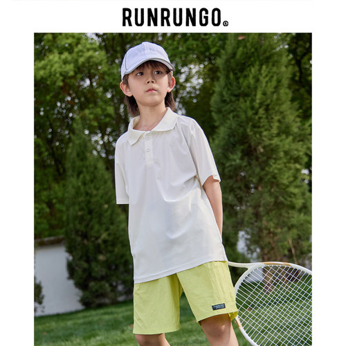 runrungo儿童休闲polo衫简约夏季翻领上衣男女童洋气时尚休闲