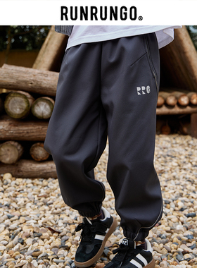 RUNRUNGO户外冲锋裤儿童春秋季加厚运动裤休闲三防2025新款男女童