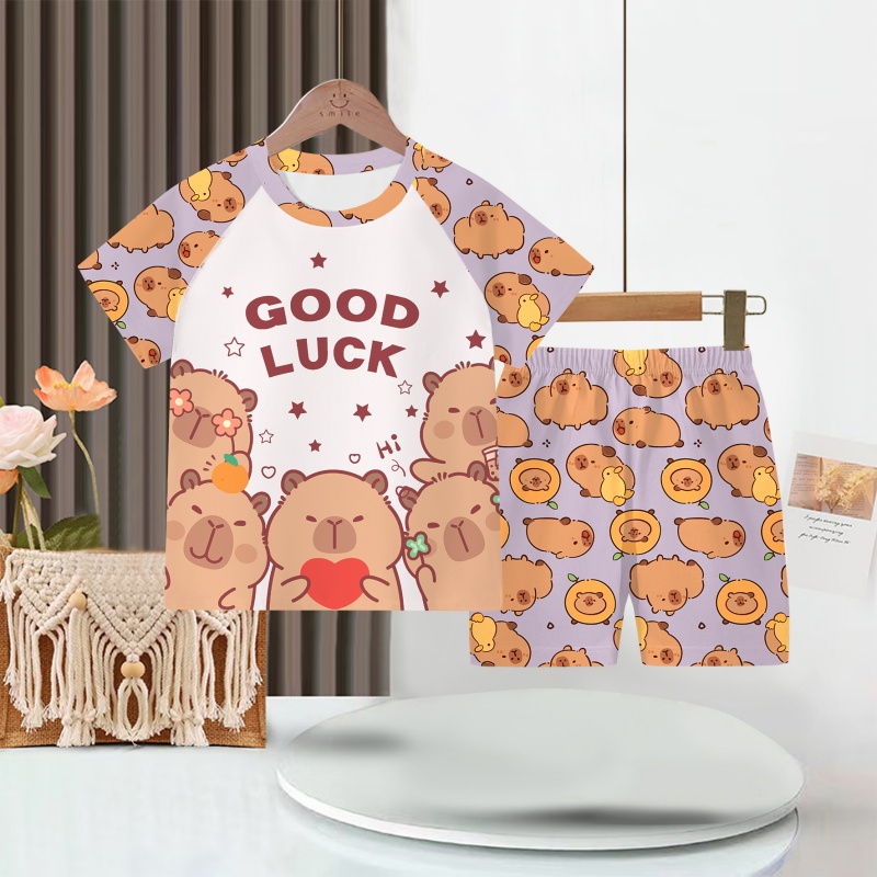 夏季儿童睡衣套装卡皮巴拉