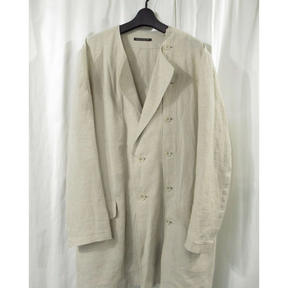 亚麻风双排扣西装男米色宽松老钱风外套定制西服