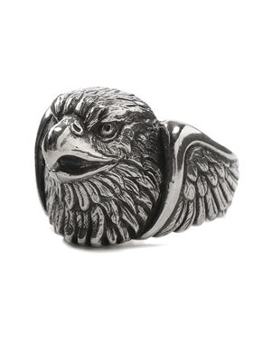 TOP-YAMAMOTO老鹰头戒指男复古雕刻纯银925银指环个性