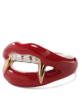 TOP-YAMAMOTO创意吸血鬼牙齿造型戒指红色金属个性时尚指环