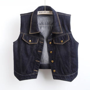 背心坎肩上衣外搭 无袖 2026春秋新款 设计感刺绣花边牛仔马甲女短款