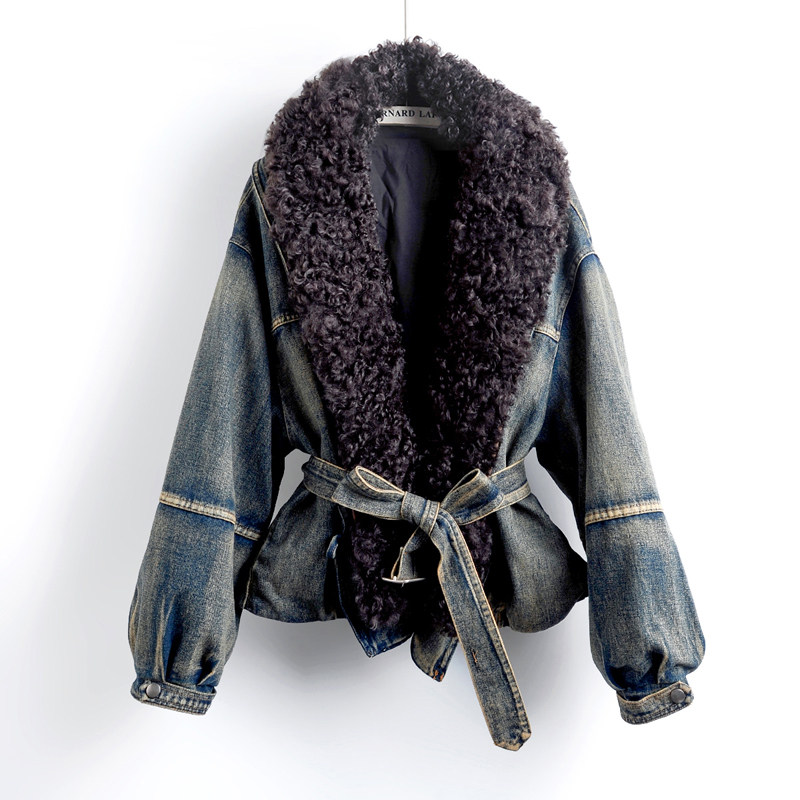 2025秋冬新款复古大毛领羽绒内胆收腰牛仔外套女宽松加绒上衣夹克,女装/女士精品,短外套,淘宝优惠券,粉丝福利购,淘宝优惠卷