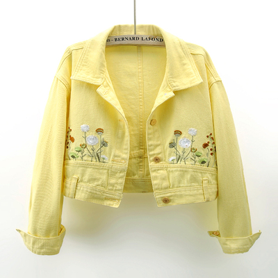 刺绣花朵牛仔外套女短款