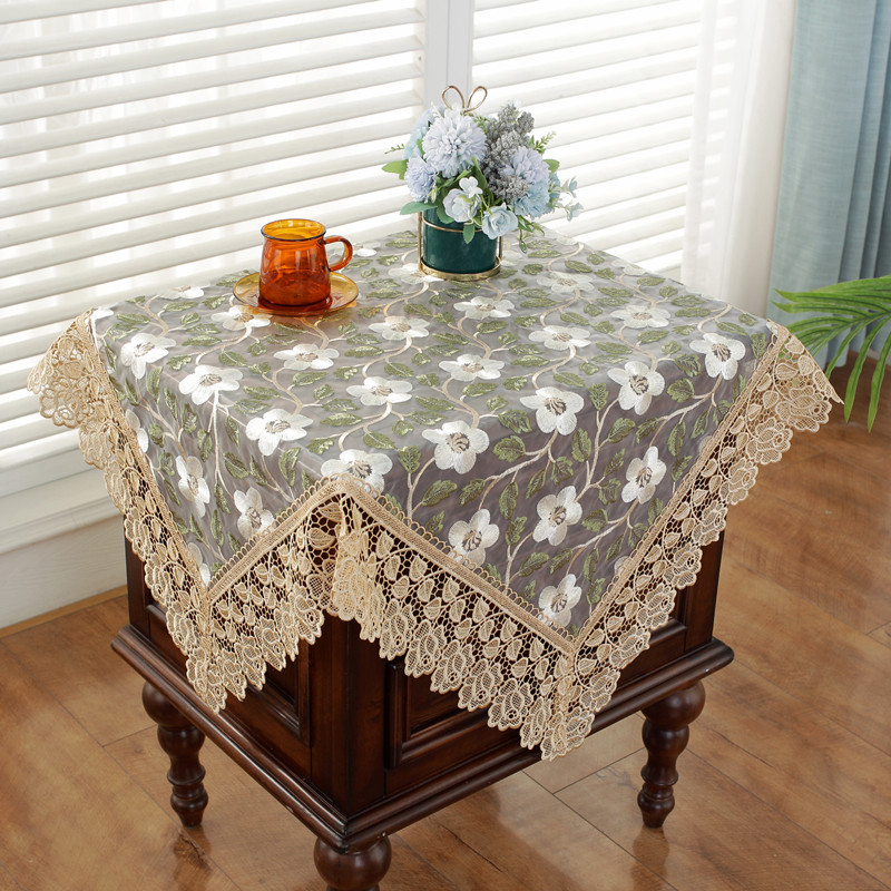 欧式田园蕾丝绣花床头柜盖布桌布