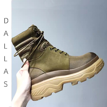 清仓欧洲站真皮厚底马丁靴欧美高帮系带短靴女防水帆布加厚雪地靴