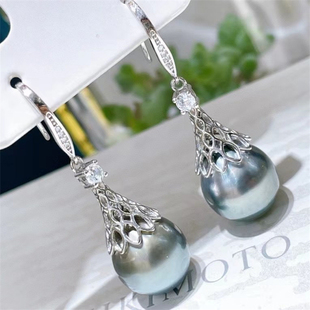 DIY珍珠配件 13mm 18K包金铜厚镀金复古镂空精工耳钩耳环半成品10