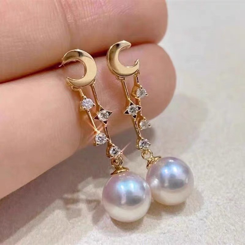 珍珠配件经典爆款月亮流苏耳钉