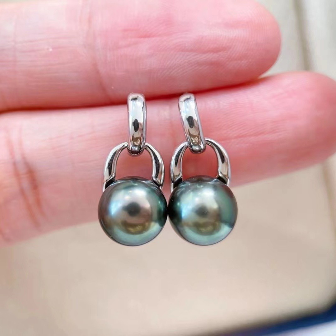 DIY珍珠配件 铜镀金K金工艺设计感S925银针耳钉半成品 金色银色