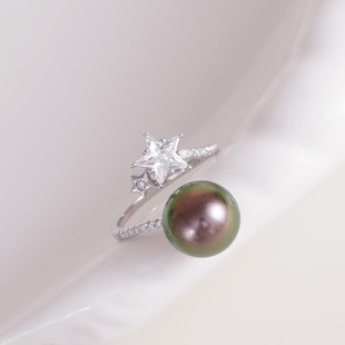 DIY珍珠配件 铜镀金K金工艺M家同款满天星开口戒指半成品金色银色