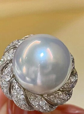 DIY珍珠配件 18K包金铜厚镀金复古豪华大底托戒指半成品 16-17mm