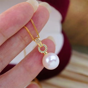 18K包金铜厚镀金经典 金色9 时尚 吊坠半成品 13mm 爆款 DIY珍珠配件