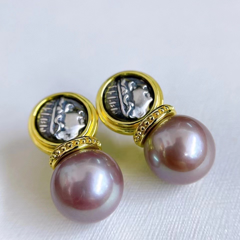 diy珍珠配件纯银古币异域风情