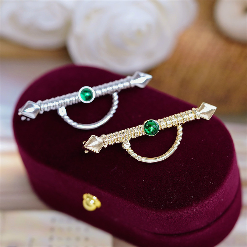 DIY配件 祖母绿元素复古可打开随意替换珍珠胸针别针手工配饰