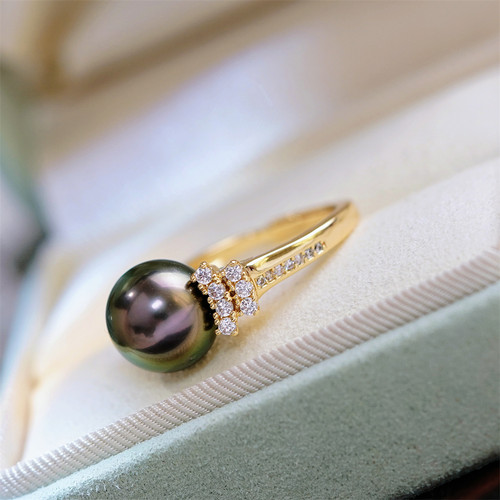 DIY配件 18K包金铜厚镀金复古高级感戒指半成品  圆珠11-11.5mm