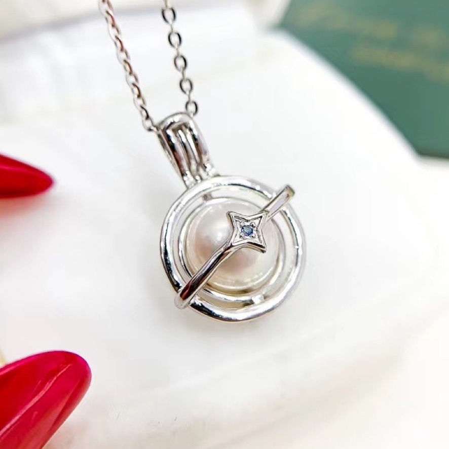 DIY配件 S925纯银星球系列地球仪可打开无孔珍珠吊坠半成品空托